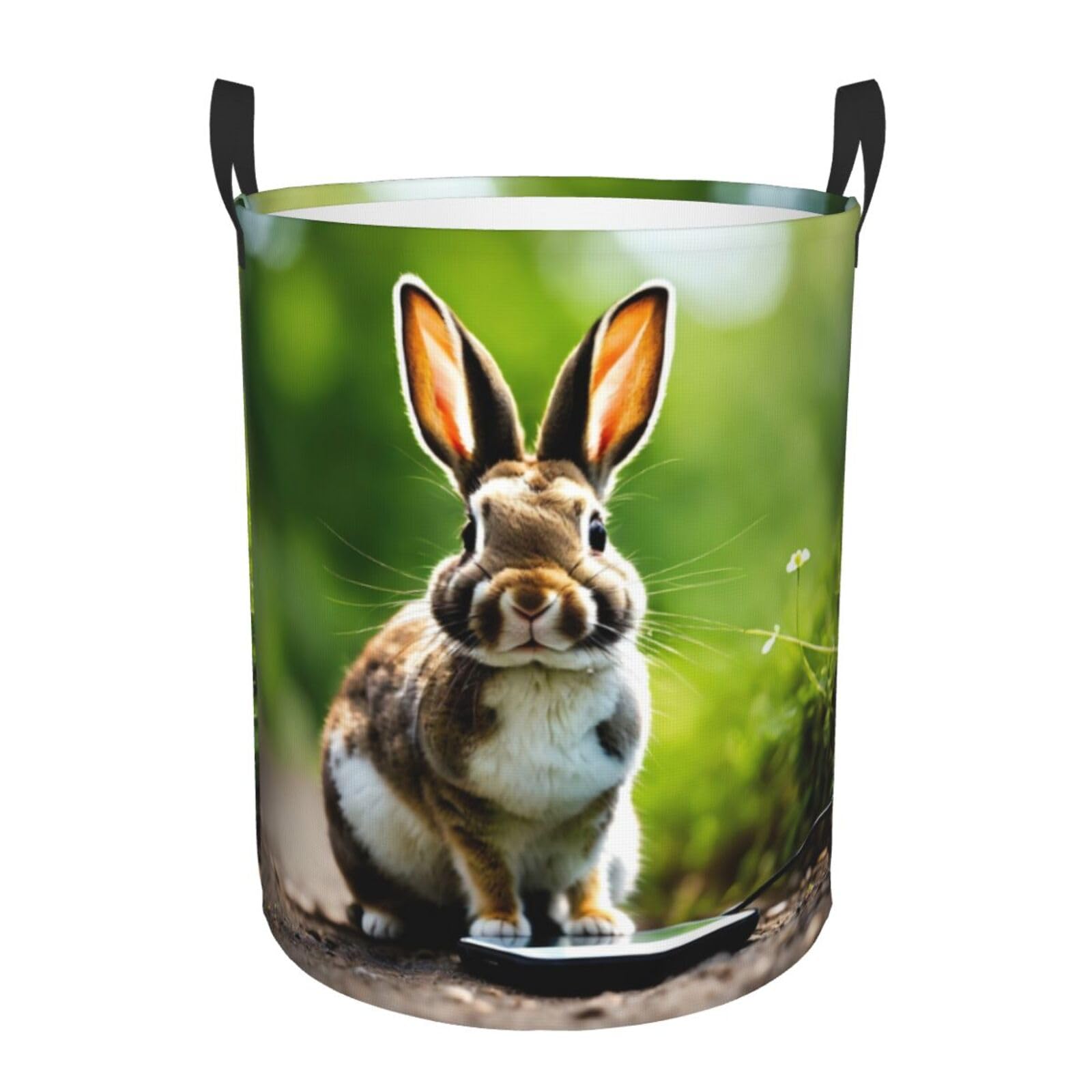 Mypiky Black Bunny Rabbits Print Laundry Baskets Laundry Hamper Clothes Baskets Clothes Storage Bucket