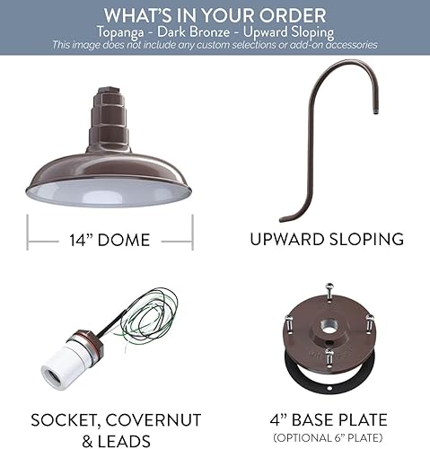 Miniatura 6 de Steel Lighting Co. Topanga - Luz de granero  Montaje en pared al aire libre  Cúpula de 14 pulgadas  Cuello de cisne ascendente  Luz de garaje de