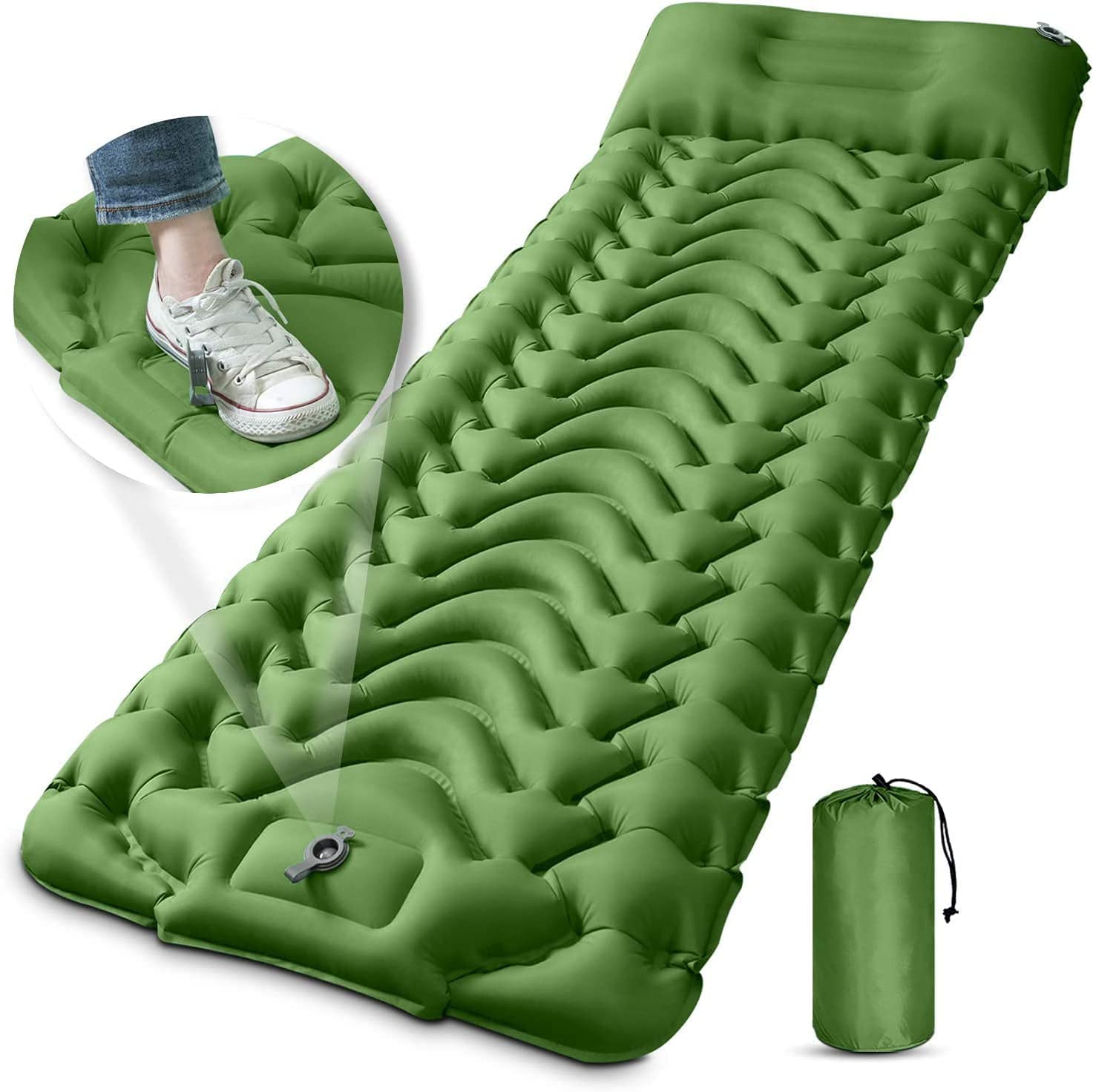 Camping Sleeping Pad, Extra Thickness 3.9 Inch Inflatable Sleeping Mat with Pillow Built-in Pump, Compact Ultralight Waterproof Camping Air Mattress for Backpacking, Hiking, Tent