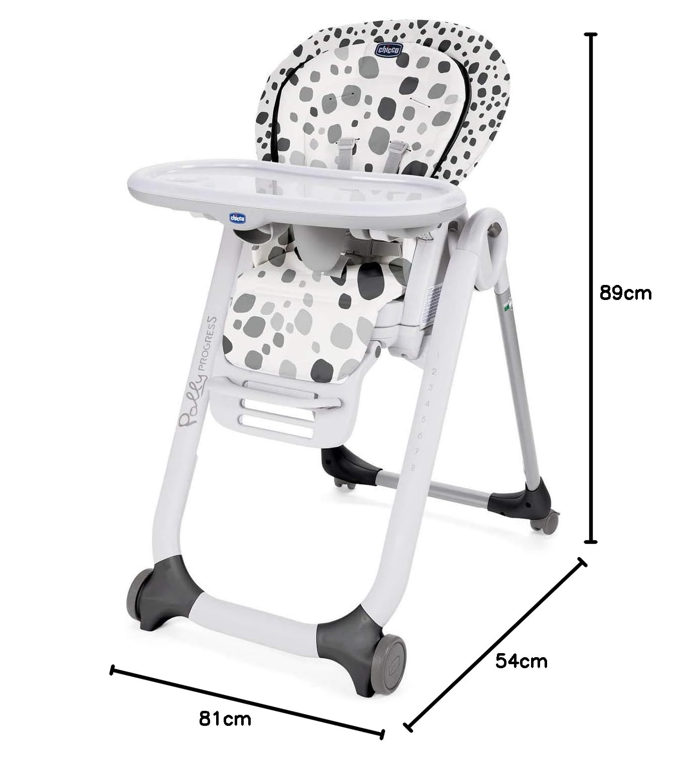 Chicco Polly Progres5 - Trona evolutiva, de hamaca a elevador, 4 ruedas, de 0 a 3 años, gris