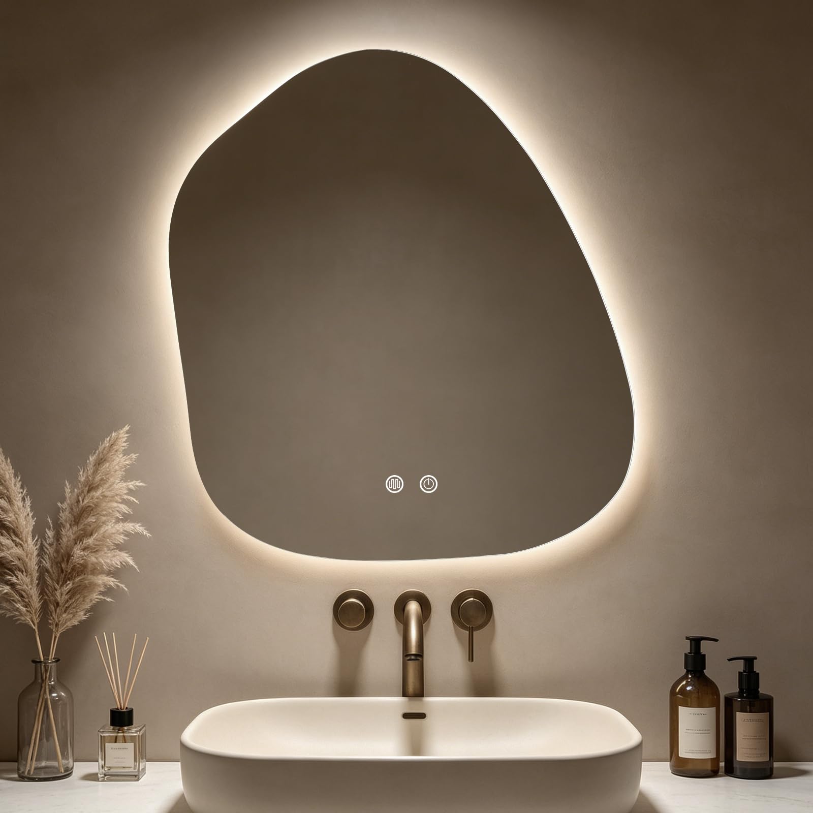 Photo 1 of WallBeyond LED Bathroom Mirror with Lights, 22 x 24 Inch Led Bathroom Vanity Mirror for Wall, Anti Fog Mirror for Bathroom, 3 Colors and Dimmable Light, Horizontal/Vertical