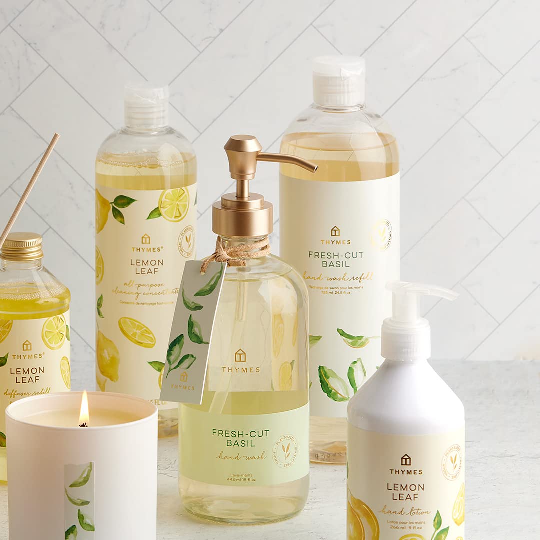 Thymes Hand Wash Refill - Scented Liquid Hand Soap Refill - Deeply Cleansing & Hydrating Formula - Plant-Based Skin Care - Clean & Invigorating Blend (Fresh-Cut Basil, 24.5 fl oz)