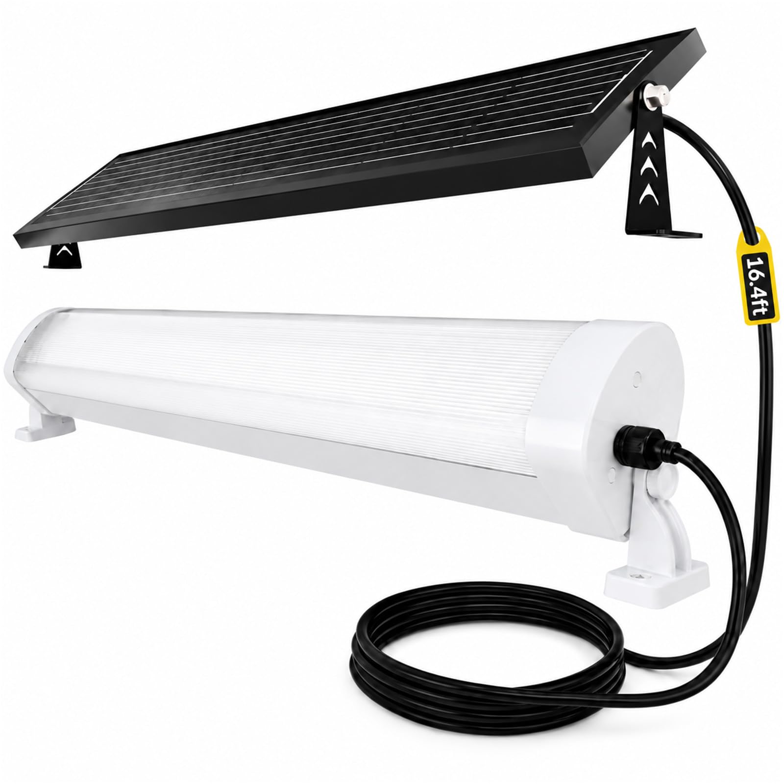 MMKT Solar Shop Shed Light, Warm White Adjustable Solar LED Shop Lights with Dusk to Dawn Motion Sensor,IP65 Waterproof Lighting for Garage Barn Patio Parking