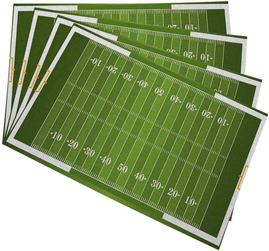 oFloral Football Field Placemats for Kitchen Dining Table Set of 4 A Grass Textured American Linen Washable Heat Resistant Place Mats