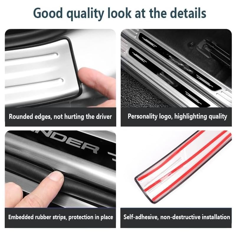 Acciaio Inox Battitacco per Auto per Leapmotor T03 2024-2025, Adesivi di Protezione per Auto Prevenire L'Usura, 4 Pezzi