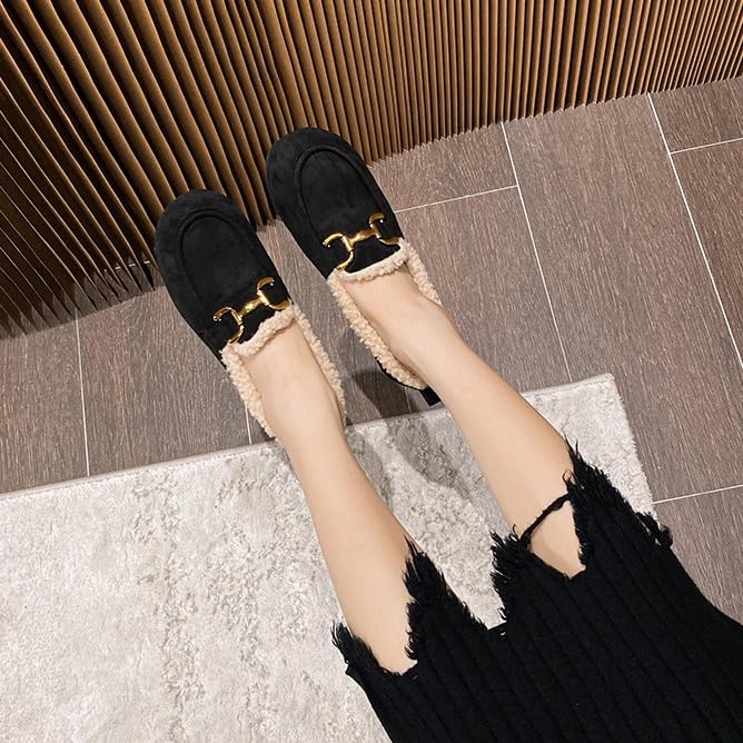 Moccasin Slippers for Women Warm Faux Fur Fuzzy Loafers for Women Pile Lined Indoor & Outdoor Fuzzy Slip On Shoes for Women4