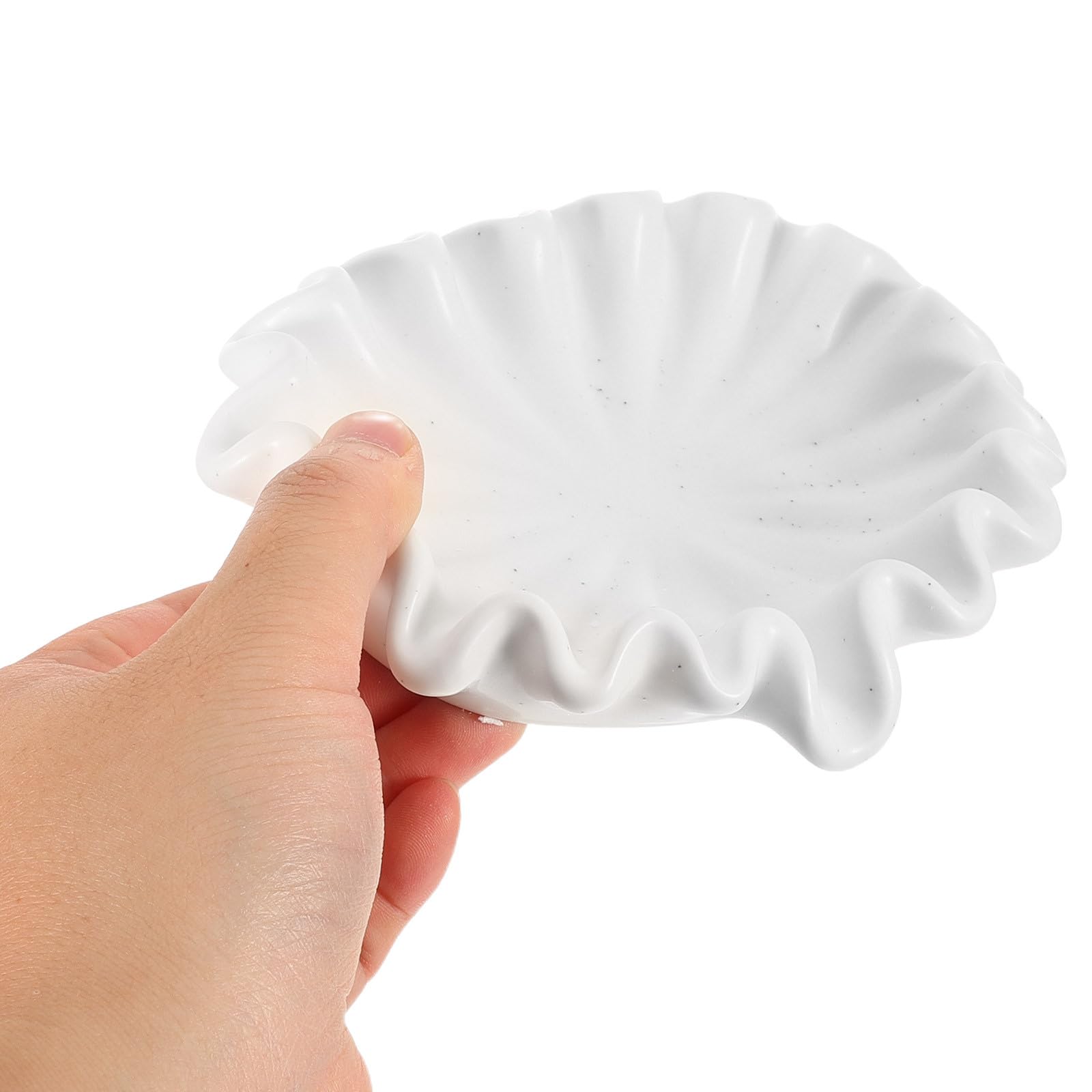Jabonera de Cerámica Forma de Hoja de Loto Color Blanco para Baño