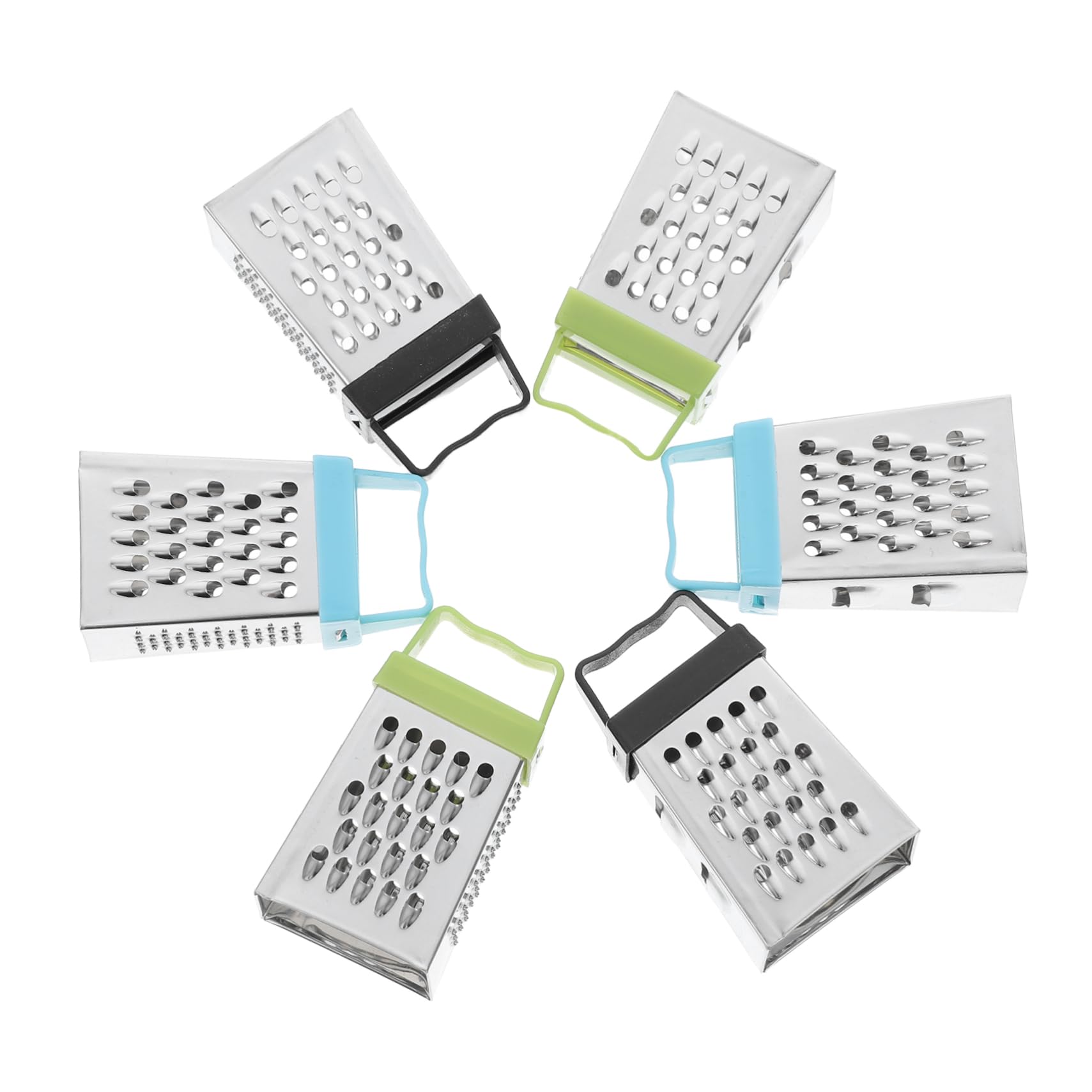 VOSAREA 6pcs Mini Cheese Grater Stainless Steel Box Grater with Nonslip Handle for Shredding Slicing Fruits Vegetables Cheese Design for Easy Kitchen Use