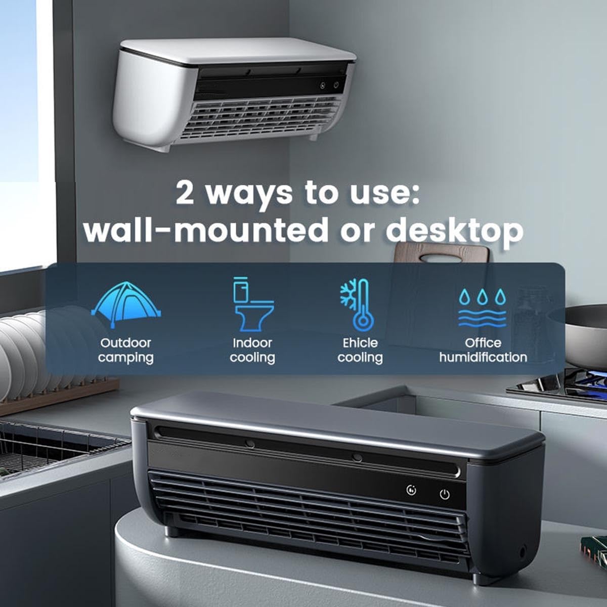 Wireless 13'' Wall Mount Fan, Small Wall-Mounted Air Conditioner Fan with Remote, 3 Speeds High Velocity No-Drill Mini Air Cooler for RV Bedroom Home Office Garage(White)