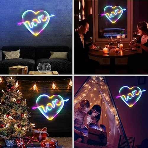 LINJIA Amore Cuore Neon Luce, Luci Notturne di San...