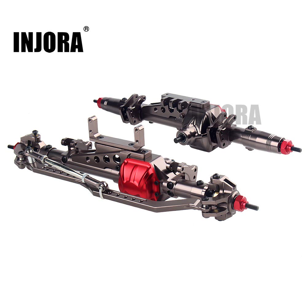 INJORA Complete Metal RC Car Front Rear Axle for 1:10 RC Rock Crawler Axial Wraith 90018 90020 90045