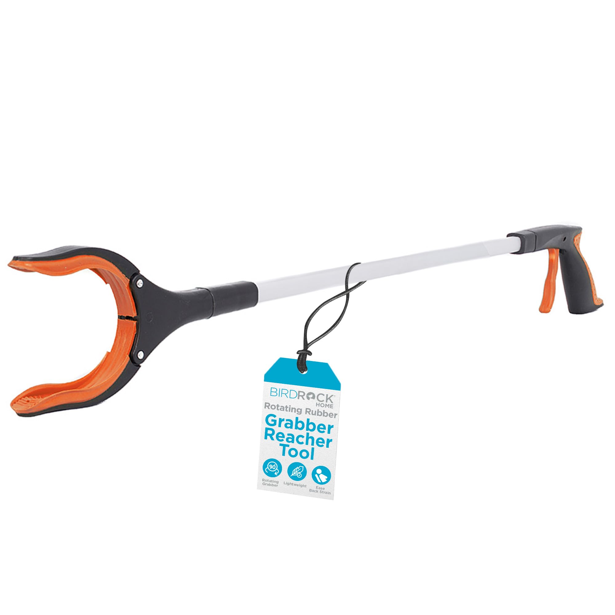 BIRDROCK HOME Reacher Grabber Pick Up Tool | Lightweight Aluminum 32” Extra Long Reaching Aid | Best Articulating Head | Rotating Rubber Grip | Trash Pick Up, Disabled, Garden Nabber Arm Extension