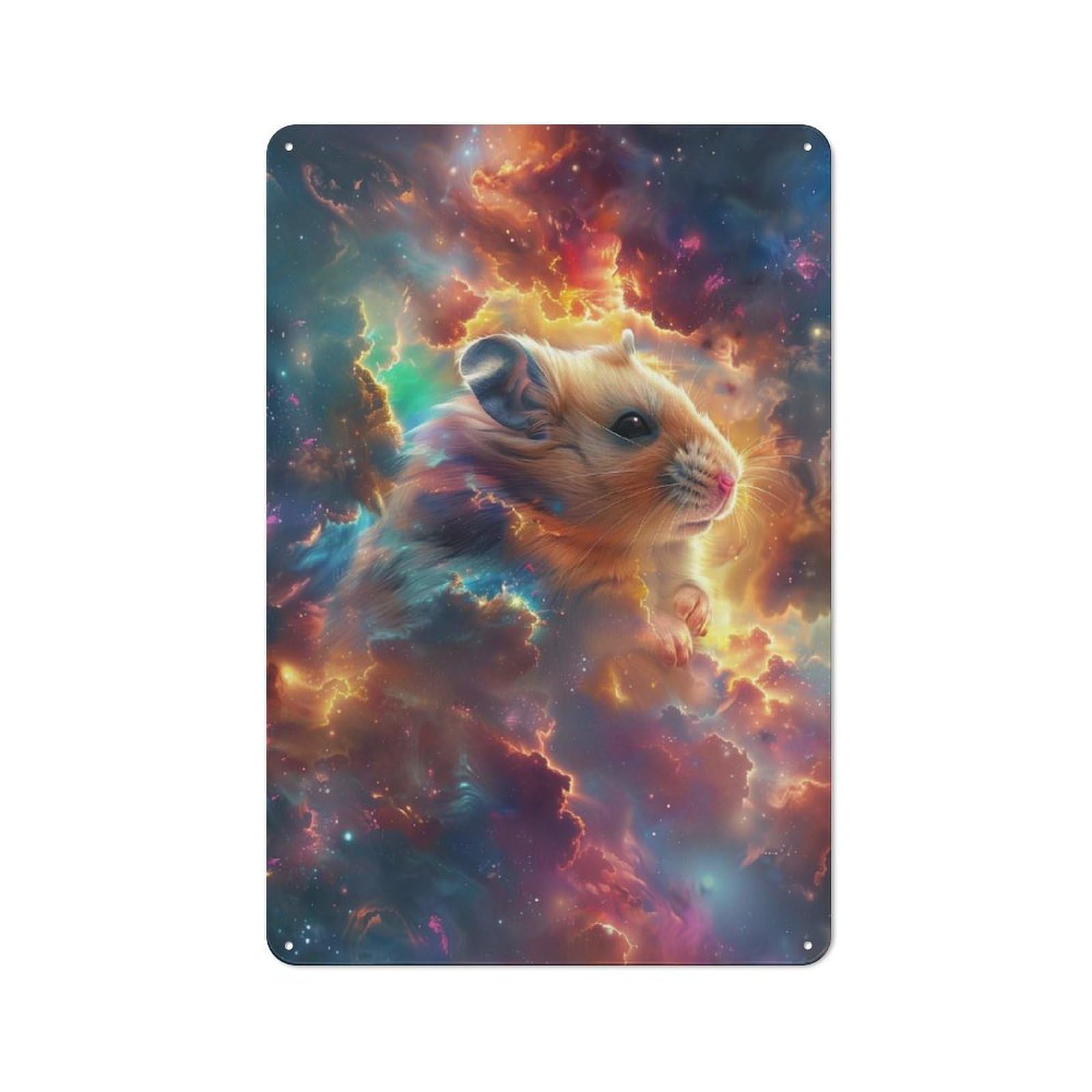Country Style Cosmic Hamster Voyage Decorative Metal Sign 30x20cm, Bistro Wall Plaque for Restaurant, Kitchen, Counter Or Breakfast Nook