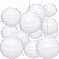 Vista 1 de Vastar 12 linternas de papel, linterna de papel redonda de 6, 8 y 10 pulgadas, linternas de papel chinas japonesas para decoraciones de fiestas