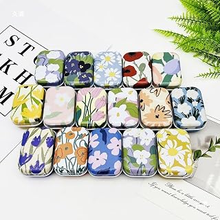 8Pcs Mini Flower Tin Trinket Jewelry Organizer Storage Box Decorative Boxes Small Floral Metal Tins with Hinged Lids Portable Box Containers Small Storage Kit (Daisy)