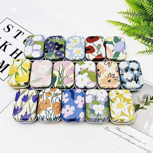 werdecade 8Pcs Mini Flower Tin Trinket Jewelry Organizer Storage Box Decorative Boxes Small Metal Tins with Hinged Lids Portable Box Containers Small Storage Kit (Daisy)