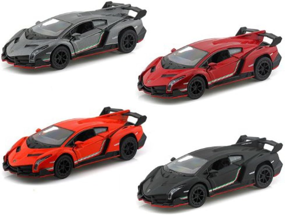 KiNSMART Lamborghini Veneno 1:36 Scale 5 Inch Die Cast Metal Model Toy Super Car (-SetOf4)