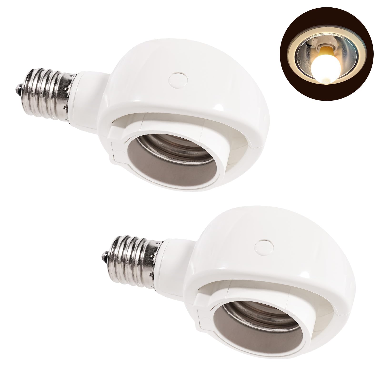 LEDセンサー電球(E26:１個 E17:６個) 可変式ソケット６個 セット Amazon | Pispoer- E17→E26 LED電球専用-可変式ソケット-屋内用