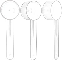 Vista 7 de Juego de 3 cucharas medidoras con mango corto, 1 cucharadita (0.2 fl oz), cucharas de plástico transparente para creatina, café, granos, especias