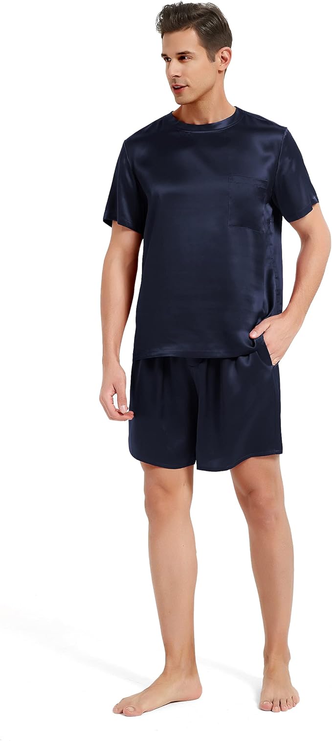 Mens silk shorts pajamas Clearance