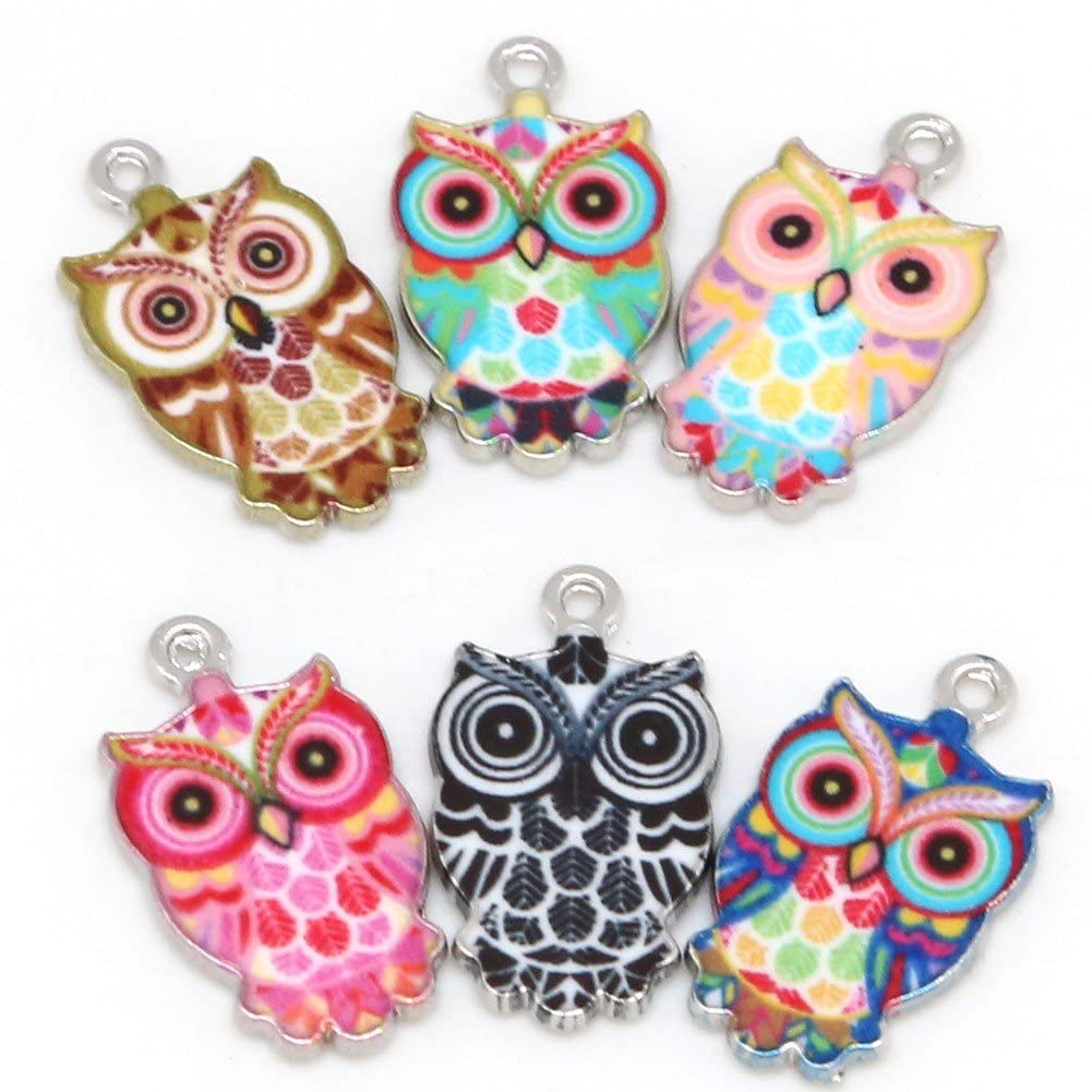 Pendentifs de hibou et d'oiseaux pour fabrication de colliers en alliage