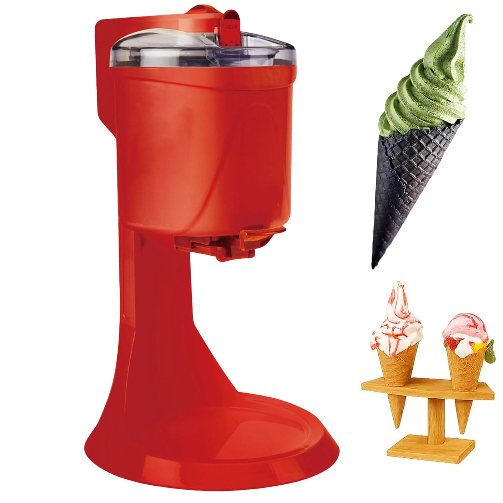 Xjymposium Ice Cream Maker Machine, Semi-Automatic 1000ml Household Ice Cream Making Machine, Yogurt Mr Whippy Ice Cream Makers For Home Diy Kitchen Fast Red