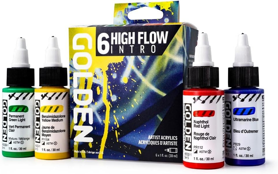 Artist Colors, High Flow Acrylics, 6-Color Intro Set, Acrylic Inks