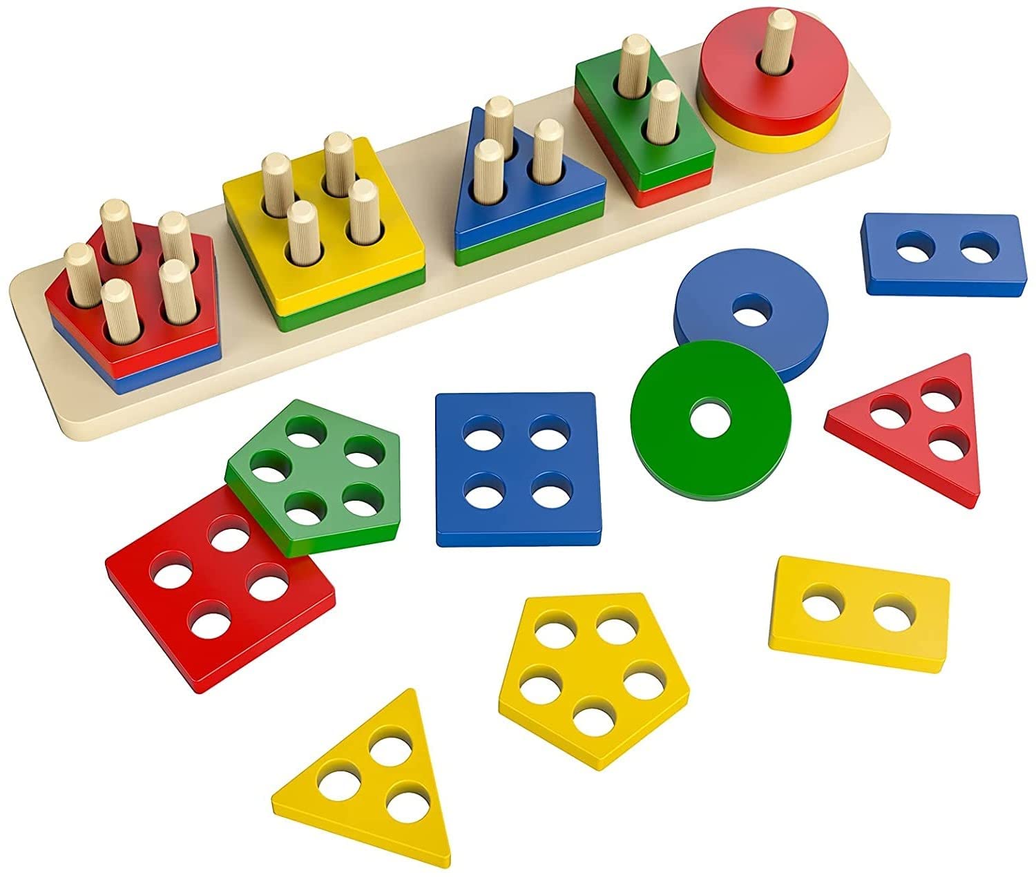 Smartcraft Shapes Geometric Board Blocks Sorting and Stacking, Montessori Education Colour Recognition Toys for Kids - 5 Columns with 20 Pieces Multicolor (B0BZRYF7N2) Amazon Price History, Amazon Price Tracker