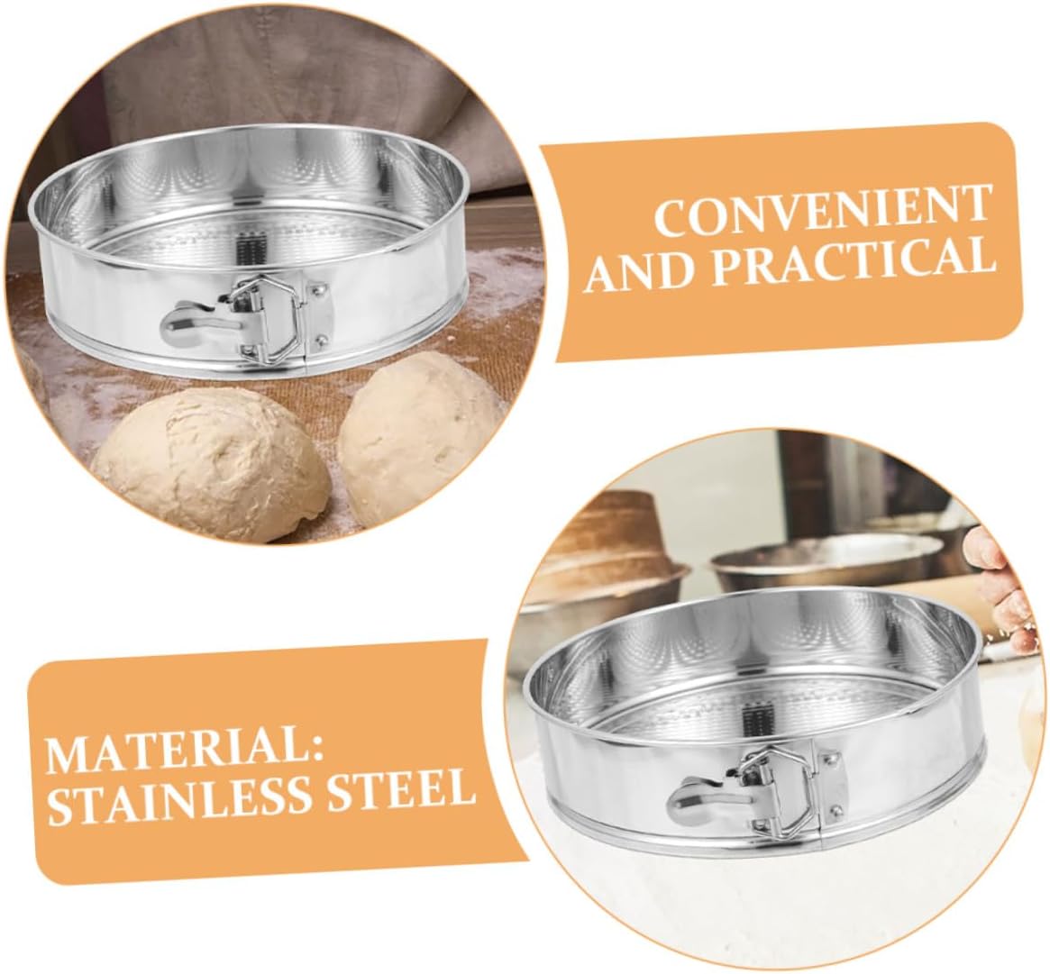 9-inch Stainless Steel Springform Cake Pan round Baking Tin Leakproof Removable Bottom Cheesecake Mold for Home Kitchen DIY Baking