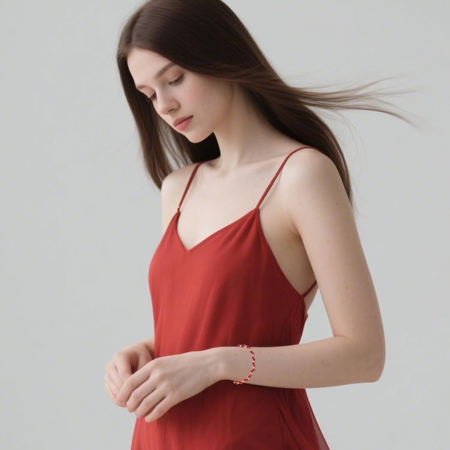 Natural Gemstone Beads Bracelets for Women 18k Gold Plated Handmade Lapis Lazuli Garnet Link Bracelet Turquoise Jewelry Valentine's Day Gift for Wife Mother Girlfriend - Image 5