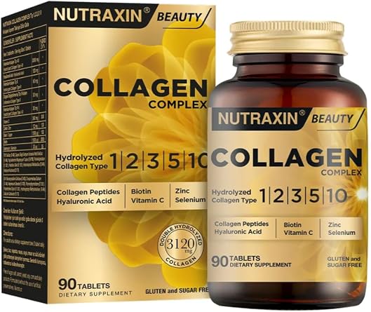 Nutraxin Beauty Collagen Complex 90 Tablet, Tip 1-2-3-5-10 Hidrolize Kolajen, Kolajen Peptitleri, Hyaluronik Asit, Biotin,  inko, Selenyum