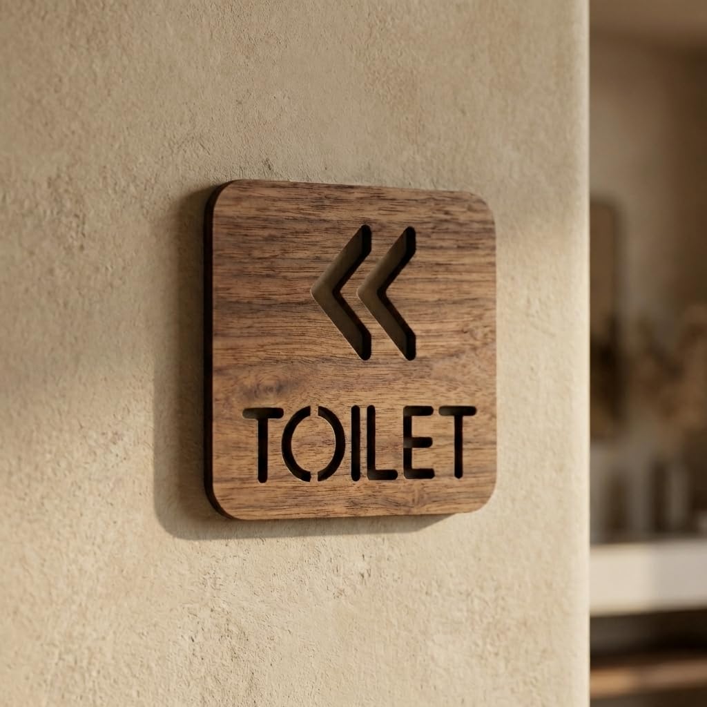 Cartello Decorativo Per Bagno In Legno - Targa Da Porta Stile Rustico