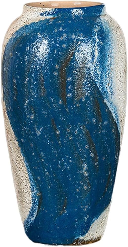 Vase Desktop Ceramic Modern Simple Blue Dried Flower Arrangement Ornaments(W17 X H35cm)