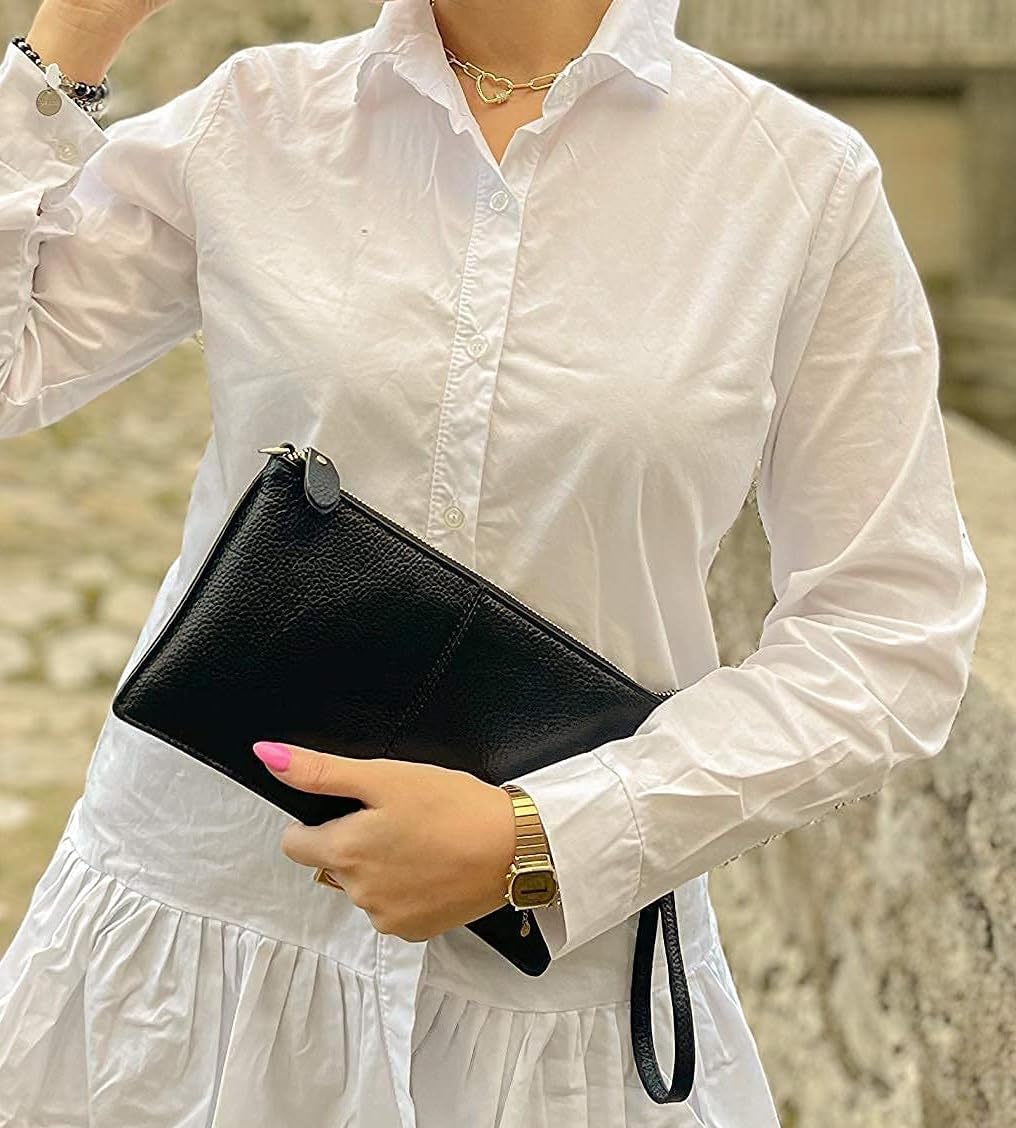 YALUXE Genuine Leather Wristlet Handbags Purses Cell Phone Pocket Clutch Wallet Crossbody Bags for Women - Image 2