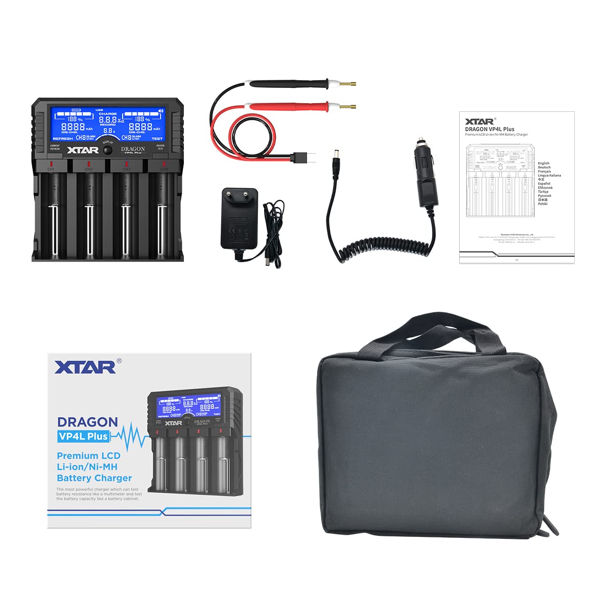 Wiederaufladbares Batterieladegerät: XTAR Dragon VP4L Plus 18650 21700 Ladegerät für 3,6V/3,7V Li-Ion, 1,2V AA/AAA NI-MH und 11,1V 3S-Akkupacks. Überprüfen Sie die Gesundheit Ihrer Batterie