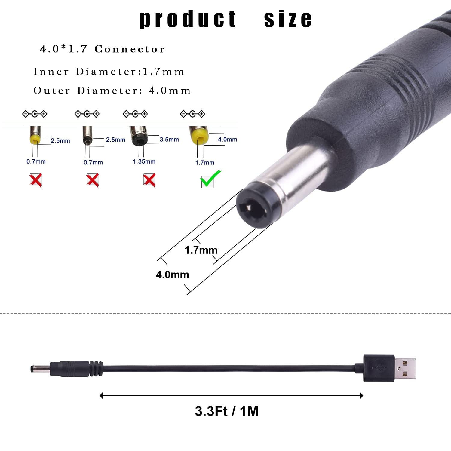 3.3FT/1m Replacement PSP Charger Cable Charging Power Cord Compatible with Sony PSP 1000 2000 3000 Series, E-1000 USB Charging Cord, Black
