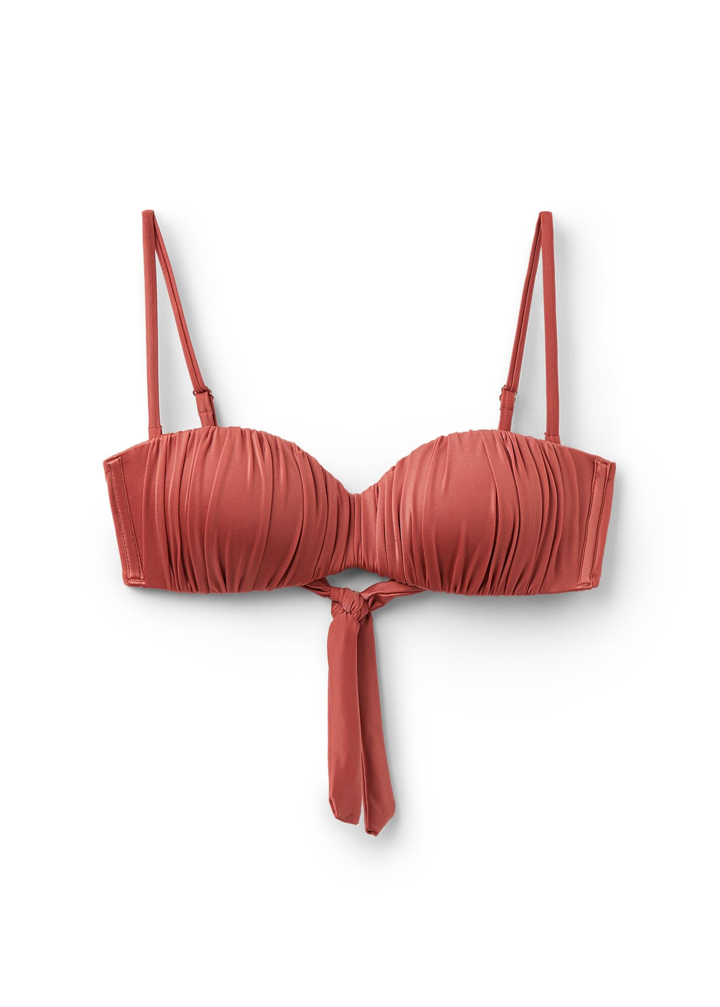 CALZEDONIA Woman's Graduated Padded Bandeau Swimsuit Top Shiny Satin