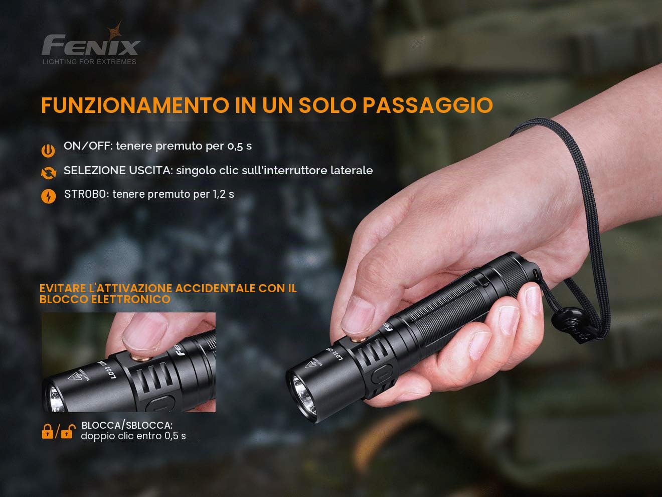 FENIX Torcia LD32 UVC (luce bianca e LED disinfettanti UVC)