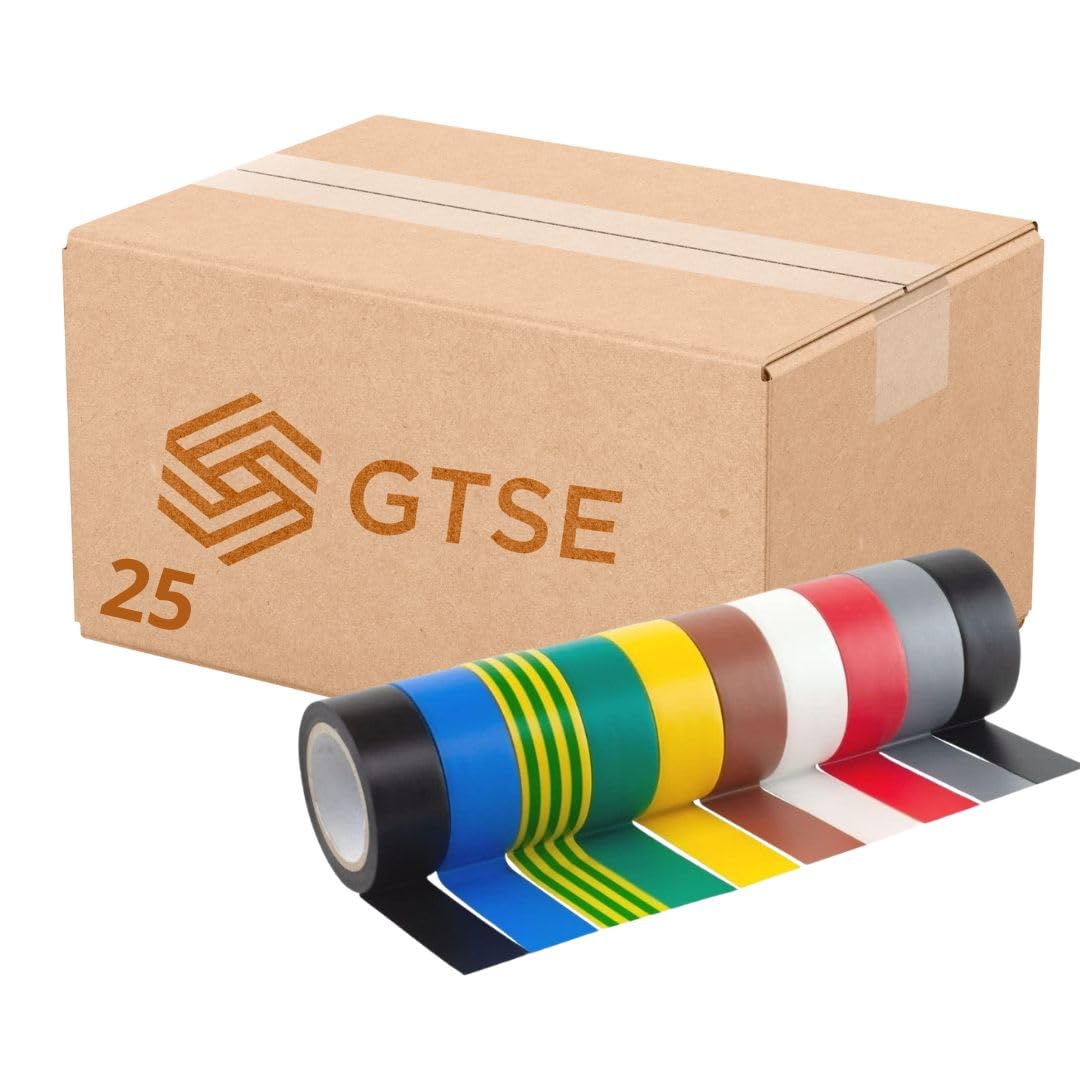 GTSE Mixed colour Electrical Tape, 19mm x 5m, 250 Rolls, Strong Self-Adhesive PVC Insulation Tape for Insulating