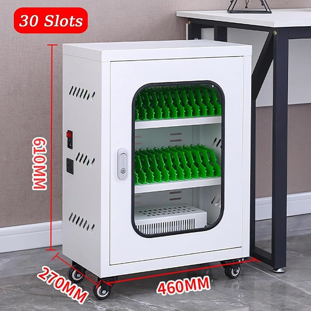30 Slots Charging Station for Multiple Phones, Cell Phones Storage Locker for Classroom, Galvanized Metal Cell Phone Lock Box Organizer for Factory, Large Capacity Cellphone Locker