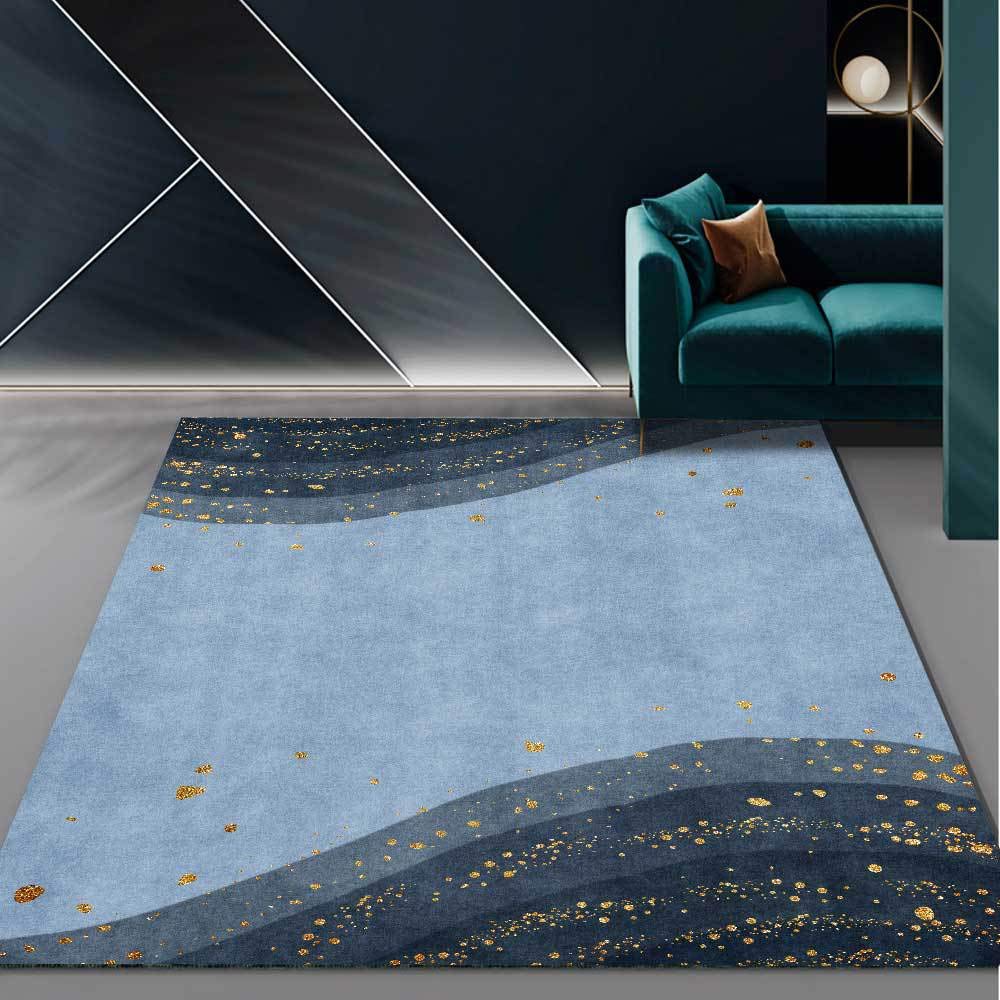 Tapis pour le couloir lavable grand format bleu moderne 120x180cm de zone
