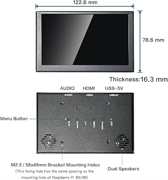 Touchscreen 5 inch IPS Mini Small Monitor with Capacitive Touch Screen Metal Case Dual Speakers 800x480 TFT VESA Mount HDMI Display