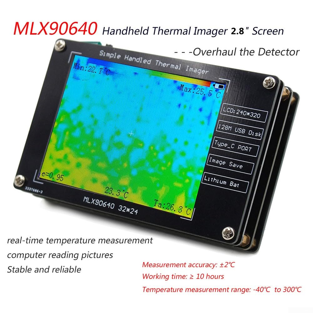 Wärmebildkamera, 320 x 240 Auflösung, Infrarot-Thermometer mit 7,1 cm TFT-Bildschirm, -40 bis 300 °C, 8 Hz Bildwiederholrate für den privaten und industriellen Gebrauch (lange Reichweite)