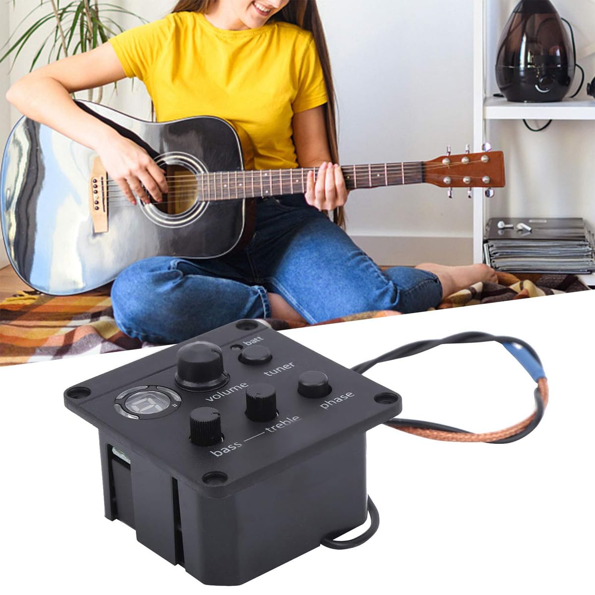 Juego de pastillas para guitarra acústica, preamplificadores, ecualizador de 3 bandas, Fishman ISYS, orificio integrado para guitarra electroacústica clásica, orificio de sonido folk.