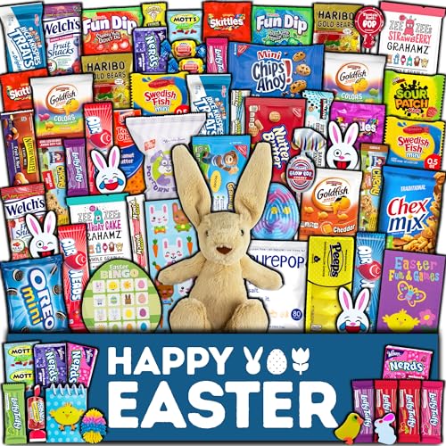 Easter Care Package (65ct) - Candy Snacks Treats Plush Bunny Choc...