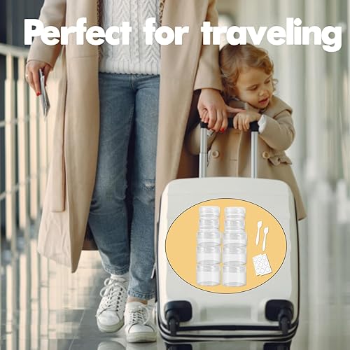 Miniatura 5 de GOLACKY 10 recipientes pequeños de viaje, 3510150.71 oz de tamaño para cremas, recipientes de muestra con tapas de rosca, 12 etiquetas2 mini