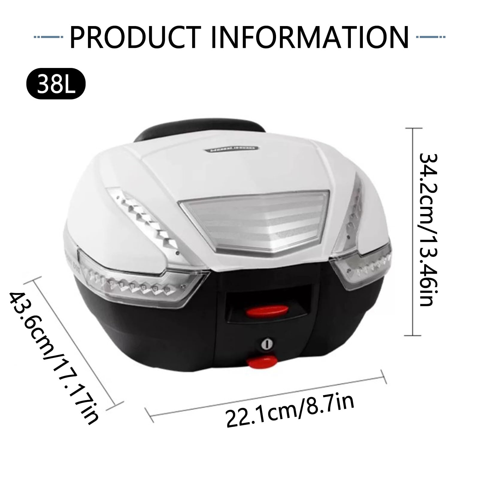 Bauletto Universale per Moto 38L Scatola di Coda Impermeabile per Moto da Viaggio Box di Stoccaggio di Grande capacità con Hardware di Montaggio E Schienale per Riporre Caschi E Guanti(Red)