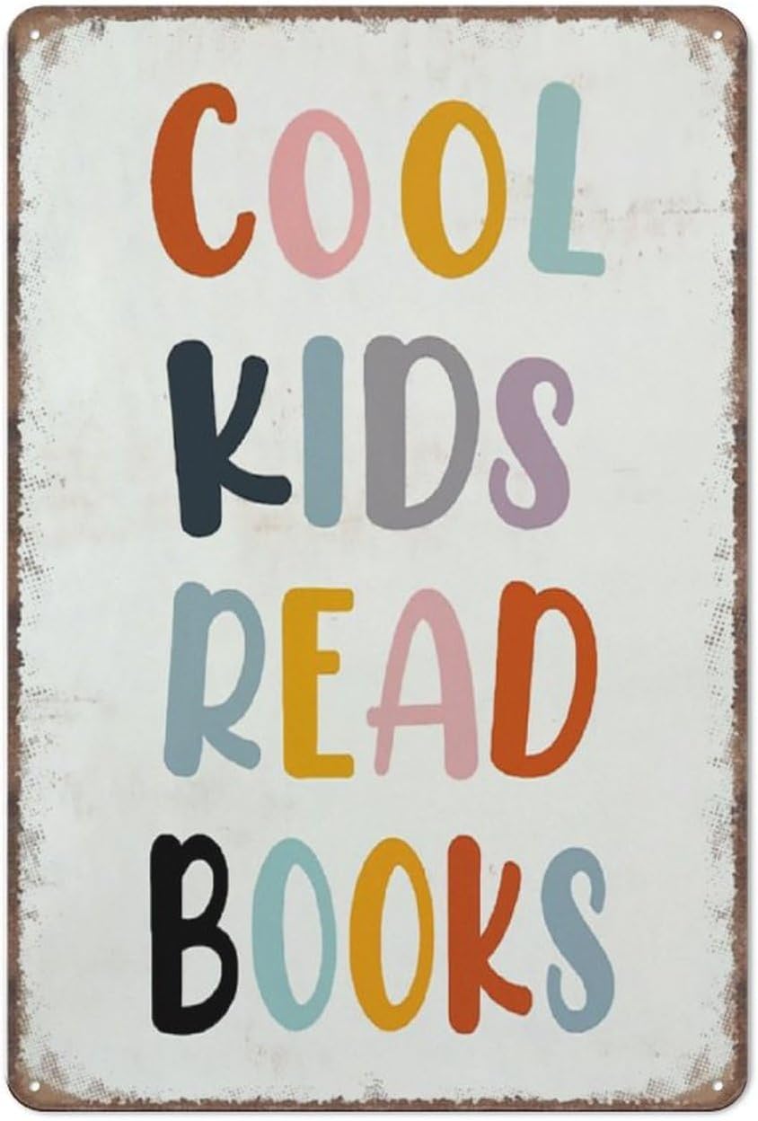 Cool Kids Read Books Tin Sign Rustic Reading Sign Decorations for Home