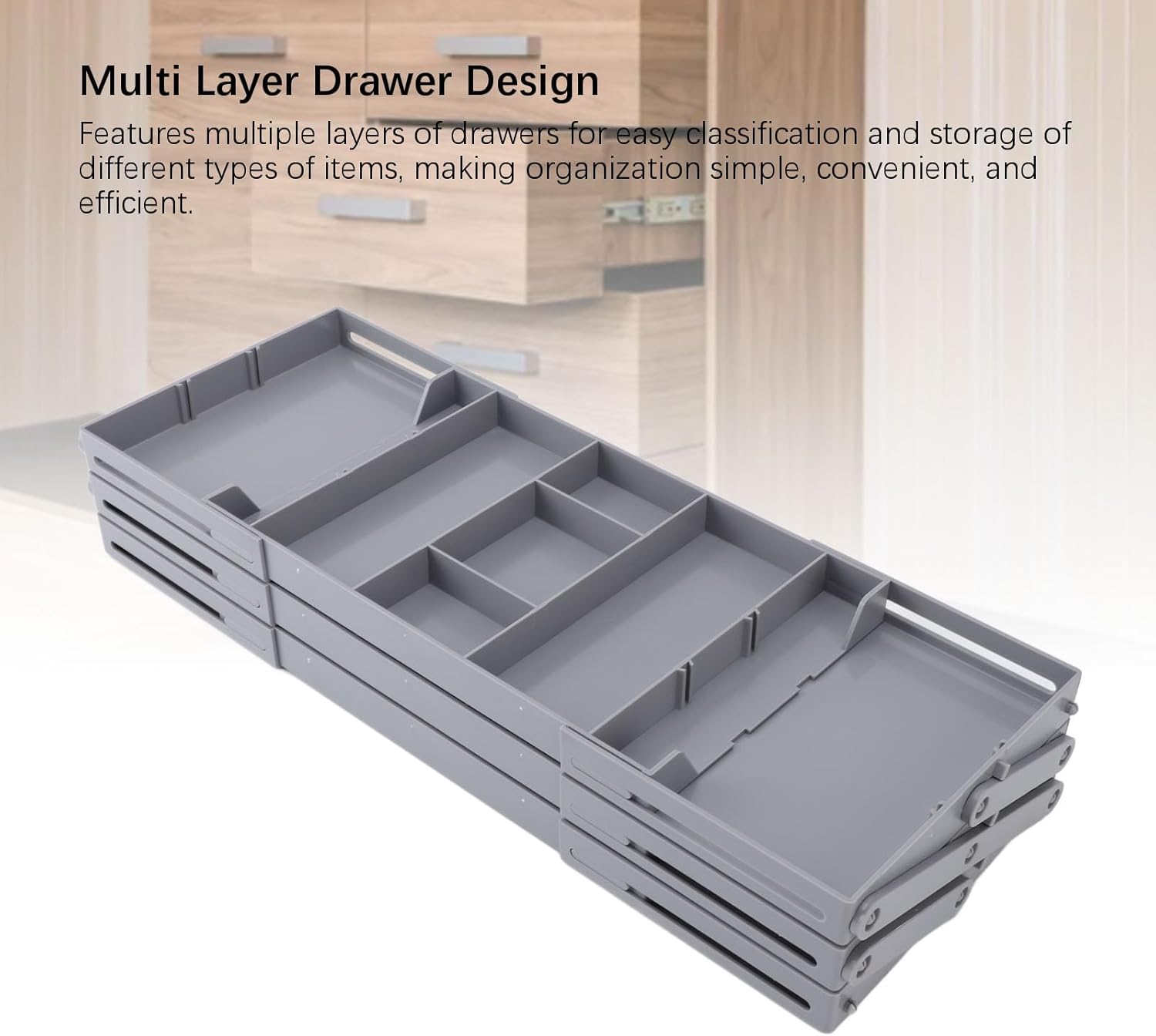 ZJchao 3 Tier Drawer Organizer, Junk Drawer Organizer 3 Drawer Storage Organizer Expandable Jewelry Tray Earring Storage Case for Home Office Makeup Bathroom Organizing (3 Tier)