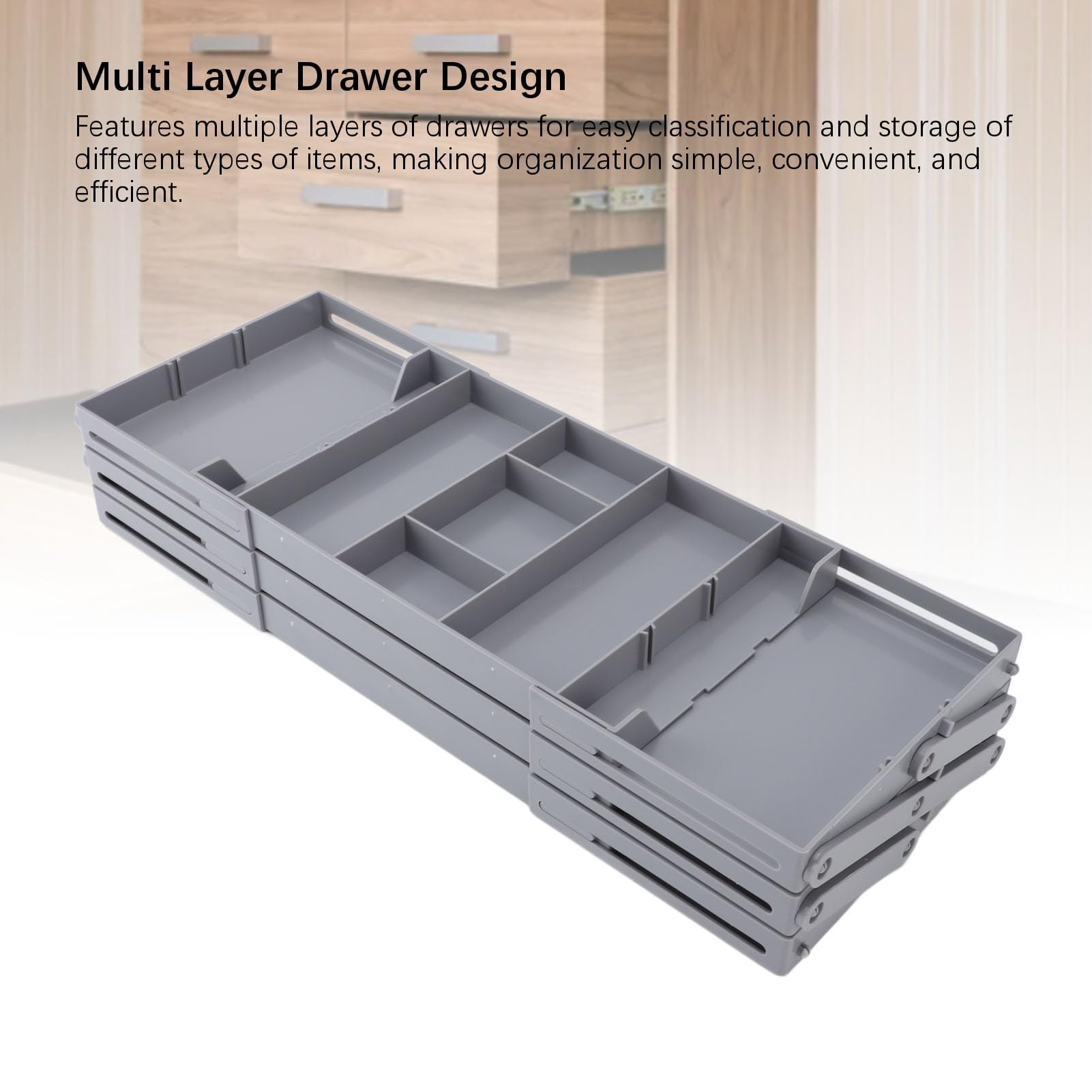 Organizer per cassetti, espandibile, pieghevole, versatile, per bagno e scrivania, contenitori in plastica per trucchi, camera da letto, gioielli, utensili da cucina e ufficio (3 pezzi)